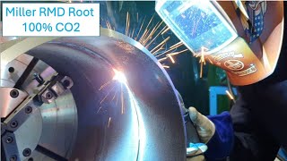 MIG Root pass welding with 100 CO2 miller technology quality productivity [upl. by Hanikahs]