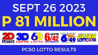 Lotto Result September 26 2023 9pm PCSO [upl. by Rosalinda989]