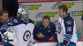 Gotta See It Pavelec collides with Ladd in warm ups [upl. by Nirol]