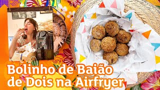 Como fazer Bolinho de Baião de dois na Airfryer  RECEITA DE FESTA JUNINA [upl. by Ayokal669]