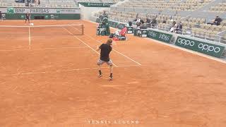 Stefanos Tsitsipas Practice and drills from different angles Court Level View  RolandGarros 2019 [upl. by Yatnahs708]