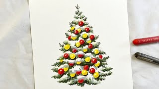 오일파스텔로 눈 쌓인 트리 그리기Drawing a Christmas tree with oil pastels [upl. by Islek]