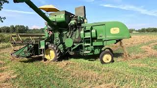 John Deere 45 combining oats 2023 4K [upl. by Weywadt]