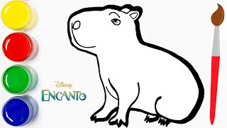 🟦 Dibujos ENCANTO Disney la Pelicula ✅ Como se DIBUJA un Chigüiro  CARPINCHO  cat color [upl. by Lancelle]