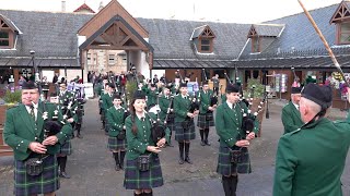 Huntly Pipe Band march off playing quotDawning of the Dayquot through Braemar Mews in September 2019 [upl. by Leff]