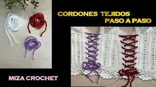 CORDON TEJIDO A CROCHET PASO A PASO 3 TIPOS DE CORDONES TEJIDOS crochet crochettutorial crops [upl. by Kirit]