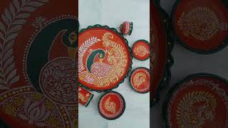 Peacock design matir thalaytshorts art fabricpainting matirthala craft viralvideo [upl. by Anneyehc]