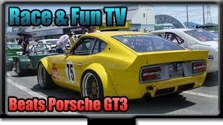 Nissan 240Z eats Porsche 911 GT3 to breakfast [upl. by Ailimac837]