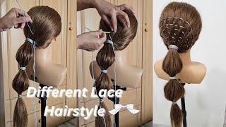 Different Lace Hairstyle Tutorial✨  Lace Hairstyle tutorial with pony lace hairstyle tutorial [upl. by Annawahs438]