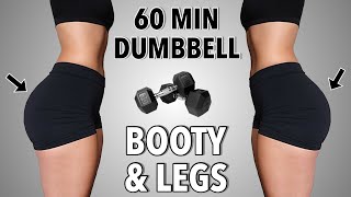 60 MIN DUMBBELL BOOTY  LEG WORKOUT  Grow Your Glutes at Home  Summer Shred Day 18 [upl. by Haukom]