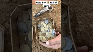 We found a gold box 📦 full of coins during excavation goldbox coins excavation metaldetecting [upl. by Yeltrab]