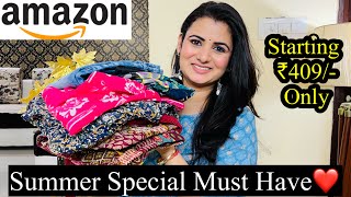 Amazon Kurta Set Haul Anarkali Flared Dress Handbag Denim Skirt Kaftan Midi Dress Kurta Dhoti [upl. by Anat]