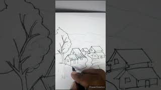 Hillside Village Drawing Easy To Draw a Beautiful Hillside Village Step by Step [upl. by Akemehs]