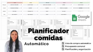 Menú semanal automáticoplanificador Google sheets [upl. by Grindlay]