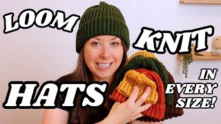 Easy Loom Knit Hat For Beginners in EVERY Size [upl. by Shepperd]