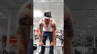 Tricep work standing ez bar kickouts amp dumbbell kickouts [upl. by Hank]