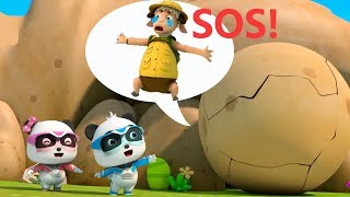 Super Pandas Chased by a Big Rock  Super Panda Rescue Team  Kids Song  BabyBus Cartoon [upl. by Collar322]