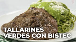 Tallarines verdes con bistec receta peruana  BUENAZO [upl. by Collyer313]