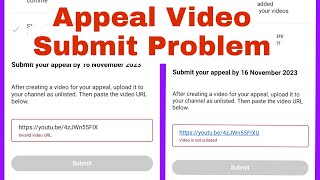 Appeal Video Invalid Video URL  Appeal Video Submit  how to appeal video url invalid problem fix [upl. by Aytnahs]