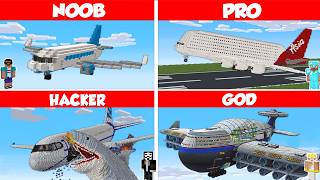 Minecraft AIRPLANE HOUSE BUILD CHALLENGE  NOOB vs PRO vs HACKER vs GOD  Animation [upl. by Ciapas]