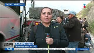 Autobús de pasajeros se impacta contra un tráiler en García Nuevo León  Noticias con Francisco Zea [upl. by Leidag]