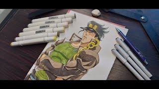 Jotaro Kujo drawing  Jo Jos Bizarre Adventure  How to draw jotaro jojosbizarreadventure anime [upl. by Lengel907]