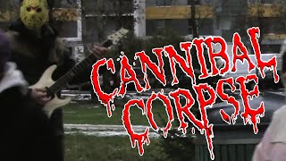 BRUTAL DEATH METAL IN PUBLIC Cannibal Corpse Jason Voorhees playing guitar [upl. by Ahsennek]