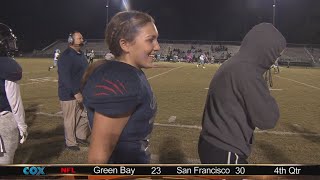 Grassfields girl power Kicker makes gamesaving tackle [upl. by Akcinat]