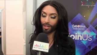 Interview Conchita Wurst in Copenhagen Eurovision 2014 Austria [upl. by Gothurd]