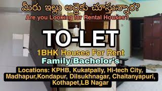 1BHK Houses for Rent  Room Rent In Hyderabad  contact 8309199391 or 9000031487 [upl. by Nodal894]