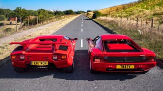 FERRARI TESTAROSSA vs LAMBORGHINI COUNTACH  BATTLE OF THE CLASSICS [upl. by Clarance]