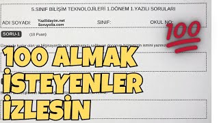 5Sınıf Bilişim Teknolojileri 1Dönem 1Yazılı [upl. by Aoh]