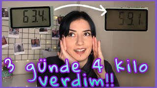 3 GÜNDE 4 KİLO VERDİM diyet listem nelere dikkat ettim 3 günde 4 kilo verdiren detoks sporsuz [upl. by Dulcy]