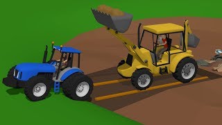 Excavator and Truck to the Rescue  Storm Damaged and Broken Tree  Cartoon childrens channel [upl. by Kucik367]