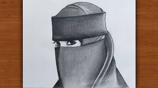 güzel eşarplı kadın çizimi  How to draw girl wearing hijab  Muslim girl drawings Girl drawing [upl. by Scheck]