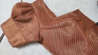 Very Easy Method for beginnersTrending puff sleeve design cutting and stitching for blouse [upl. by Assyram]