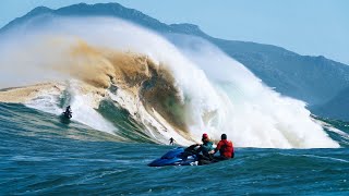 Surfing MASSIVE 2030ft waves at Sunset Reef  quotBig Wednesdayquot Cape Town 190122 [upl. by Eirod]