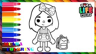 Coloring Toca Boca Life World Coloring with Crayons  Learn colors for kids and toddlers 21 [upl. by Gannon]