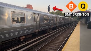 🅩 NYC Subway B and Q Trains at Avenue J BMT Brighton Subway [upl. by Lunt855]