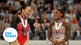 Simone Biles gave Suni Lee words of encouragement after a scary turn on vault  USA TODAY [upl. by Eaton]