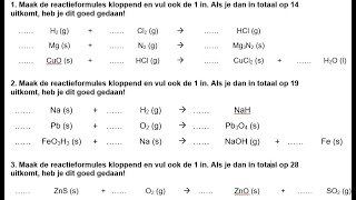 Hoe maak ik een reactievergelijking kloppend Of reactieformules kloppend maken [upl. by Pinette]