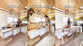 WE BUILT OUR OWN SOFA BED  VINTAGE RV BUILD VLOG [upl. by Carlock]