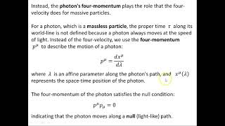 Introduction to the Four Velocity and Four Momentum of a Photon  1 [upl. by Hube170]