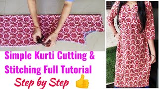 Kurti Cutting and Stitching Step by Step  KurtiSuitkameez Cutting and Stitching Full Tutorial [upl. by Pincus]