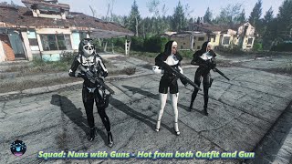 Fallout 4  Squad Nuns with Guns  Hot from both Outfit and Gun [upl. by Kyriako]