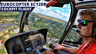 Eurocopter EC120 ONBOARD FLIGHT  Cockpit Takeoff Lowpass Landing  Budaörs Airshow 4K [upl. by Ethelin]