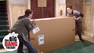 Sheldon and Leonard vs The Really Heavy Box  The Big Bang Theory [upl. by Beitris]