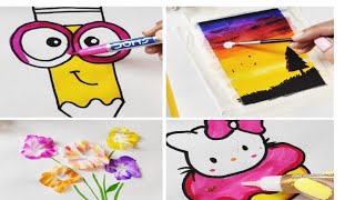 painting with brush pen glitter drawing ideas drawing with tissue paper pencil drawing [upl. by Tiler]