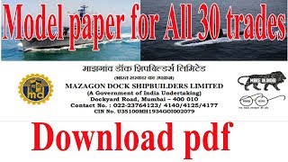 MAZAGON DOCK SHIPBUILDERS LIMITED  ITI ALL TRADES MODEL PAPER [upl. by Gylys486]