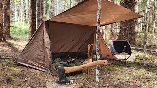 Wild Camping in the OneTigris Backwoods Bungalow  Building a Raised Bed [upl. by Tristram]